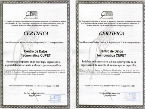 Logramos la Certificacion del Centro de Datos en CCT, SADI y SCA