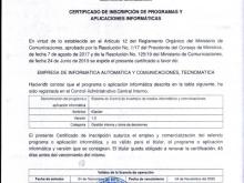 Certificado de Inscripción de tGestor