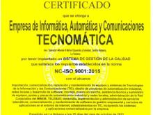 Certificado de Sistema de Gestión de la Calidad
